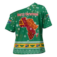 South Africa Christmas Cross Shoulder Shirt Santa Reindeer and Africa Map - Wonder Print Shop