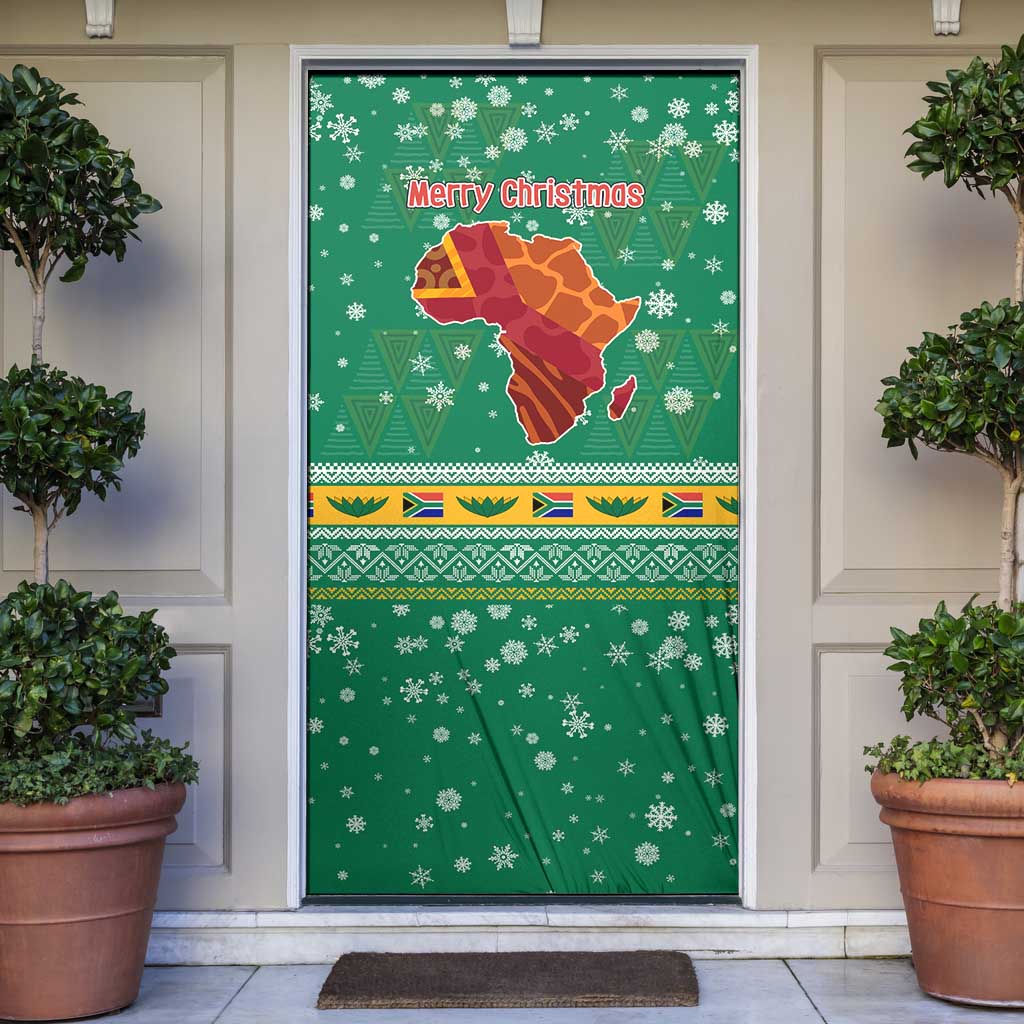 South Africa Christmas Door Cover Santa Reindeer and Africa Map - Wonder Print Shop