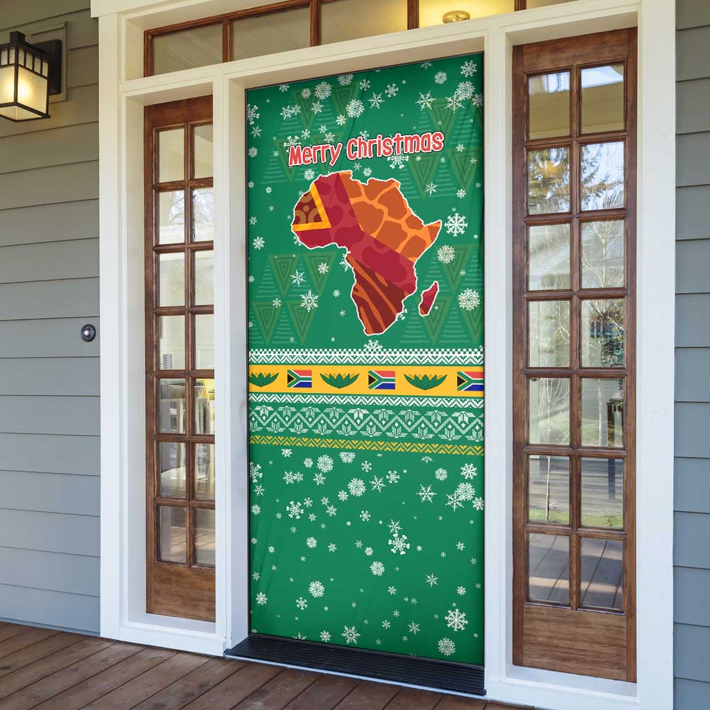South Africa Christmas Door Cover Santa Reindeer and Africa Map - Wonder Print Shop