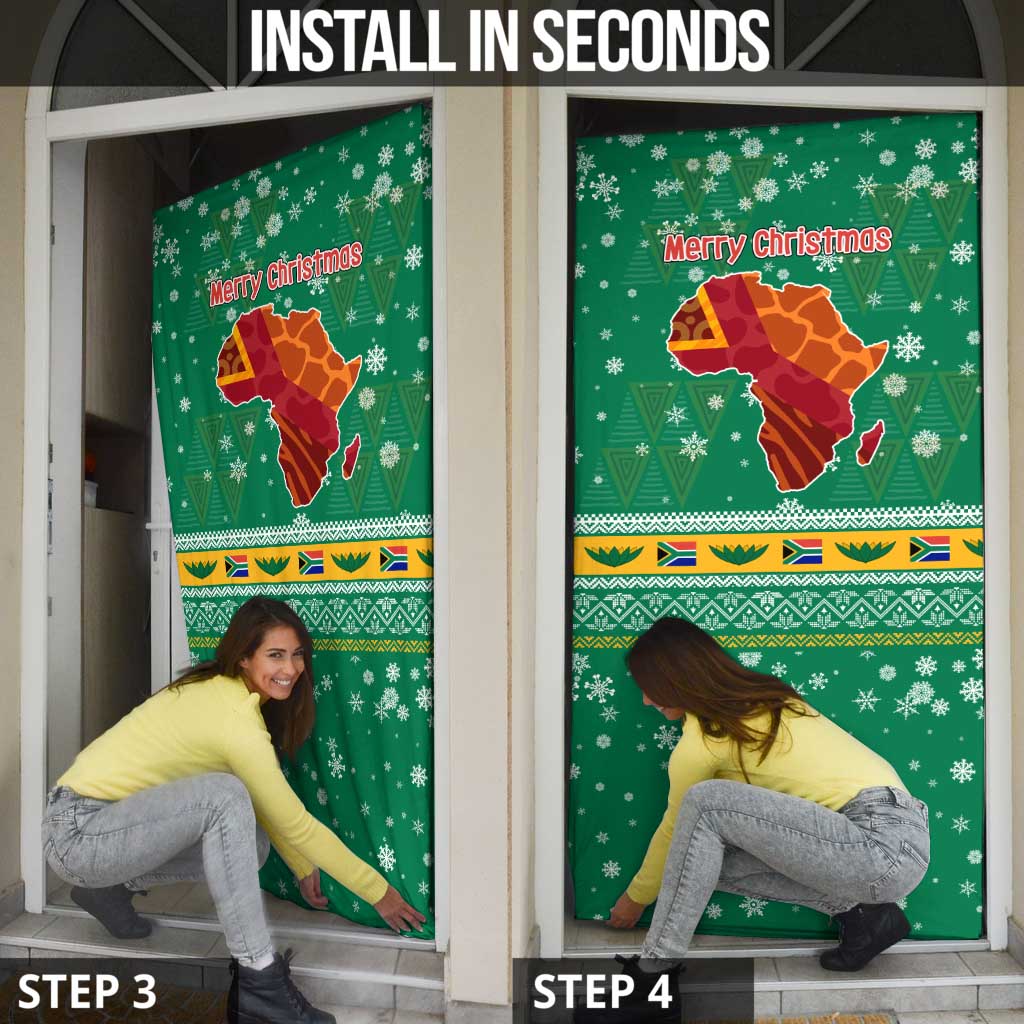 South Africa Christmas Door Cover Santa Reindeer and Africa Map - Wonder Print Shop