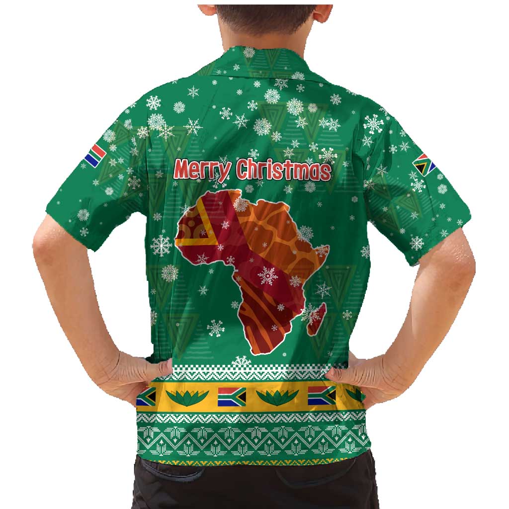 South Africa Christmas Family Matching Mermaid Dress and Hawaiian Shirt Santa Reindeer and Africa Map - Wonder Print Shop