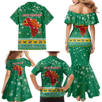 South Africa Christmas Family Matching Mermaid Dress and Hawaiian Shirt Santa Reindeer and Africa Map - Wonder Print Shop