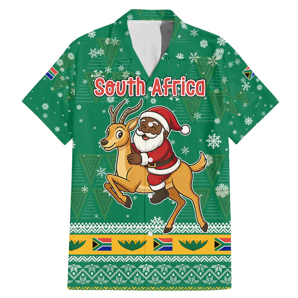 South Africa Christmas Family Matching Mermaid Dress and Hawaiian Shirt Santa Reindeer and Africa Map - Wonder Print Shop