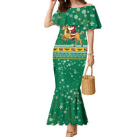 South Africa Christmas Family Matching Mermaid Dress and Hawaiian Shirt Santa Reindeer and Africa Map - Wonder Print Shop