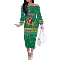 South Africa Christmas Family Matching Off The Shoulder Long Sleeve Dress and Hawaiian Shirt Santa Reindeer and Africa Map - Wonder Print Shop
