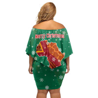 South Africa Christmas Family Matching Off Shoulder Short Dress and Hawaiian Shirt Santa Reindeer and Africa Map - Wonder Print Shop