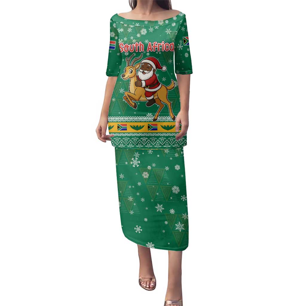 South Africa Christmas Family Matching Puletasi and Hawaiian Shirt Santa Reindeer and Africa Map - Wonder Print Shop