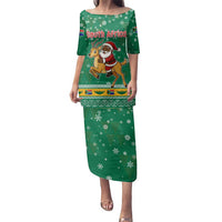 South Africa Christmas Family Matching Puletasi and Hawaiian Shirt Santa Reindeer and Africa Map - Wonder Print Shop