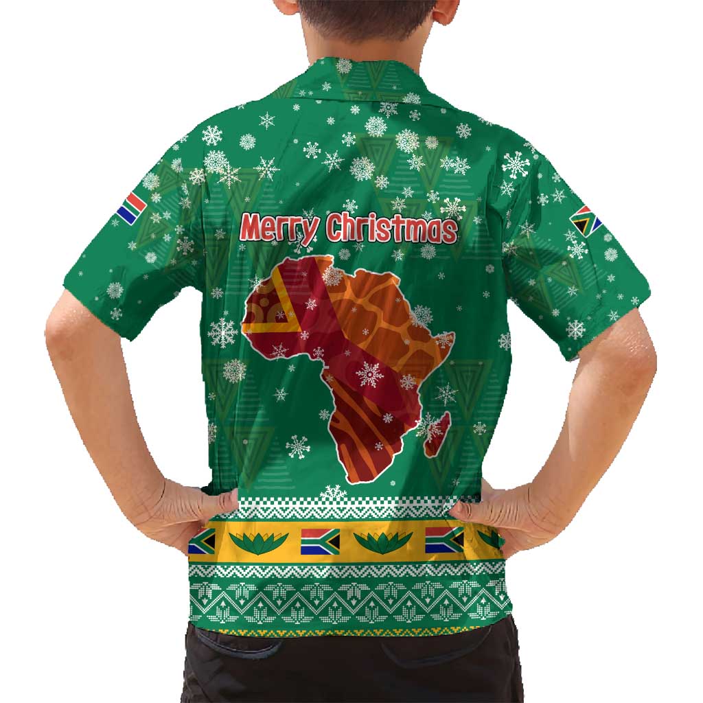 South Africa Christmas Family Matching Summer Maxi Dress and Hawaiian Shirt Santa Reindeer and Africa Map - Wonder Print Shop