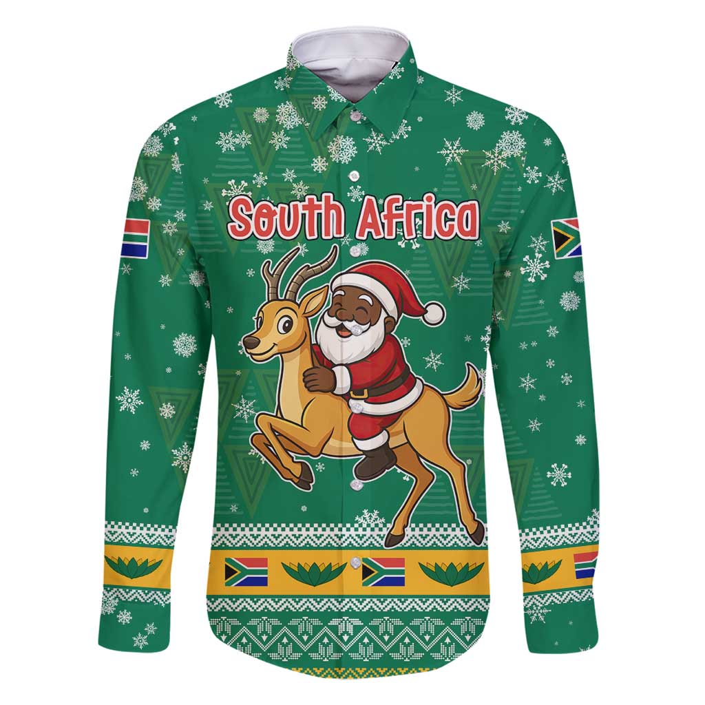 South Africa Christmas Family Matching Summer Maxi Dress and Hawaiian Shirt Santa Reindeer and Africa Map - Wonder Print Shop