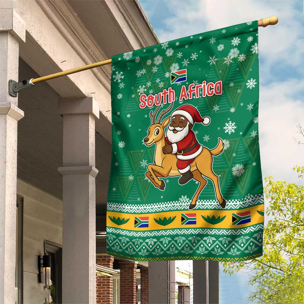 South Africa Christmas Garden Flag Santa Reindeer and Africa Map - Wonder Print Shop