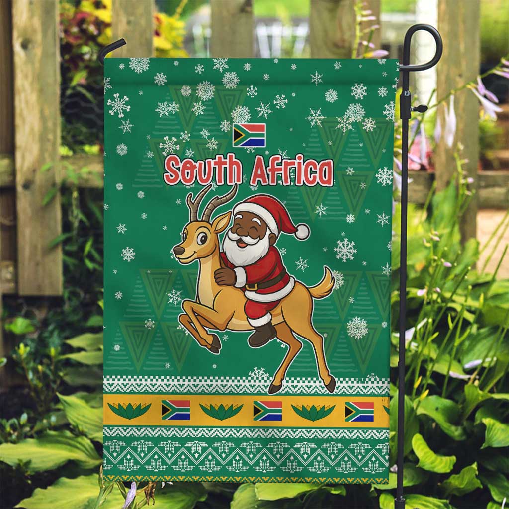 South Africa Christmas Garden Flag Santa Reindeer and Africa Map - Wonder Print Shop