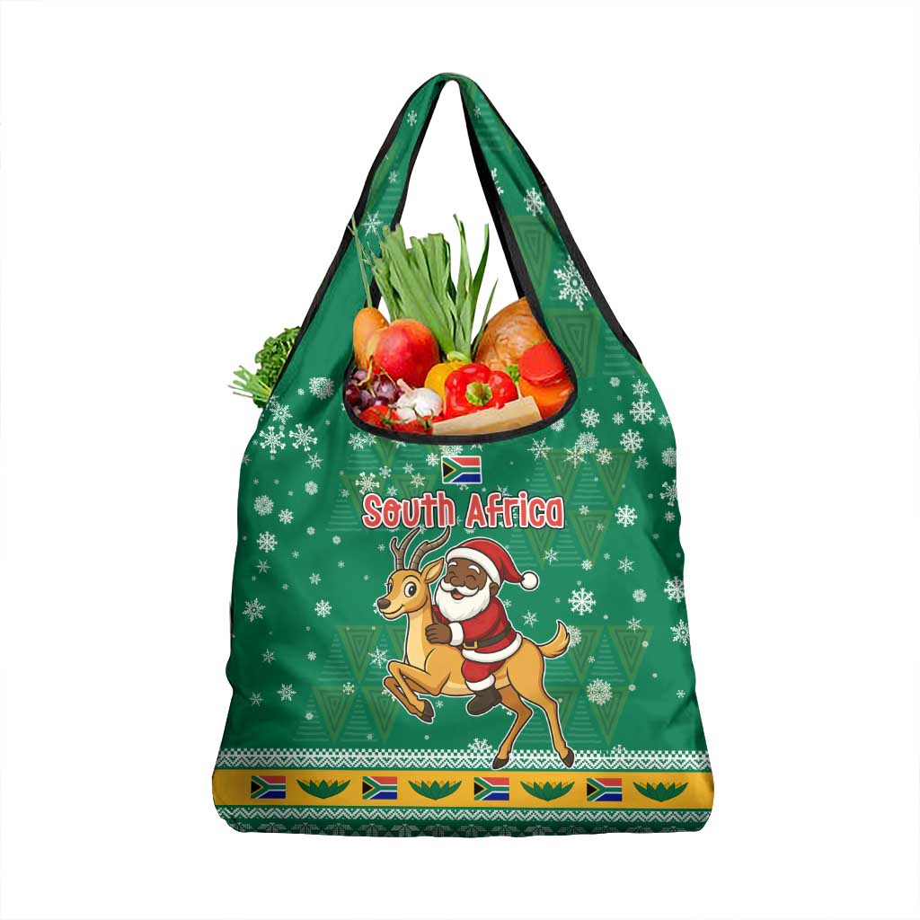 South Africa Christmas Grocery Bag Santa Reindeer and Africa Map - Wonder Print Shop