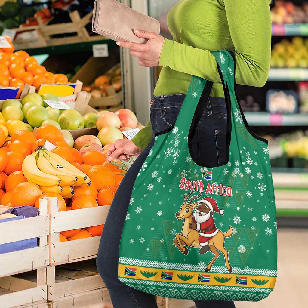 South Africa Christmas Grocery Bag Santa Reindeer and Africa Map - Wonder Print Shop