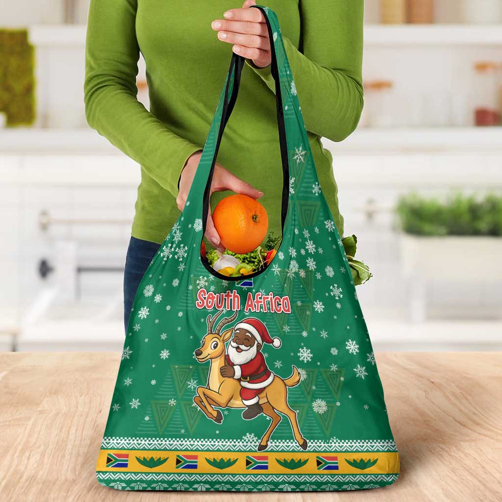 South Africa Christmas Grocery Bag Santa Reindeer and Africa Map - Wonder Print Shop