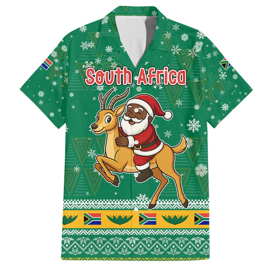 South Africa Christmas Hawaiian Shirt Santa Reindeer and Africa Map - Wonder Print Shop