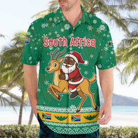 South Africa Christmas Hawaiian Shirt Santa Reindeer and Africa Map - Wonder Print Shop