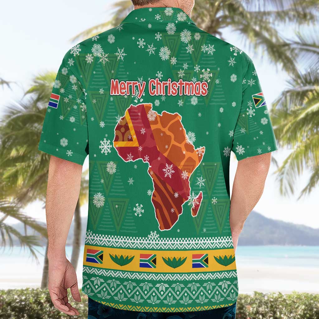 South Africa Christmas Hawaiian Shirt Santa Reindeer and Africa Map - Wonder Print Shop