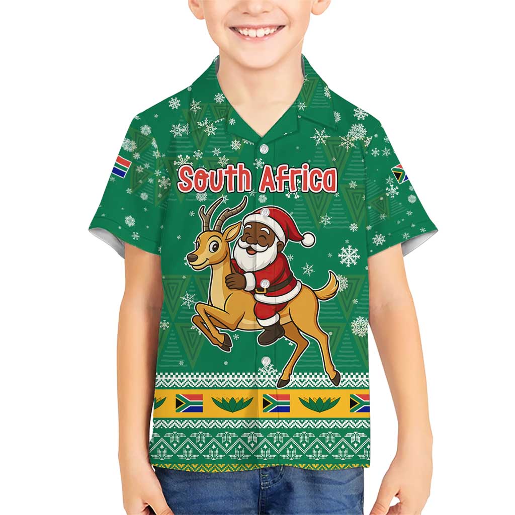 South Africa Christmas Hawaiian Shirt Santa Reindeer and Africa Map - Wonder Print Shop