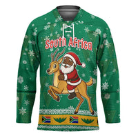 South Africa Christmas Hockey Jersey Santa Reindeer and Africa Map - Wonder Print Shop