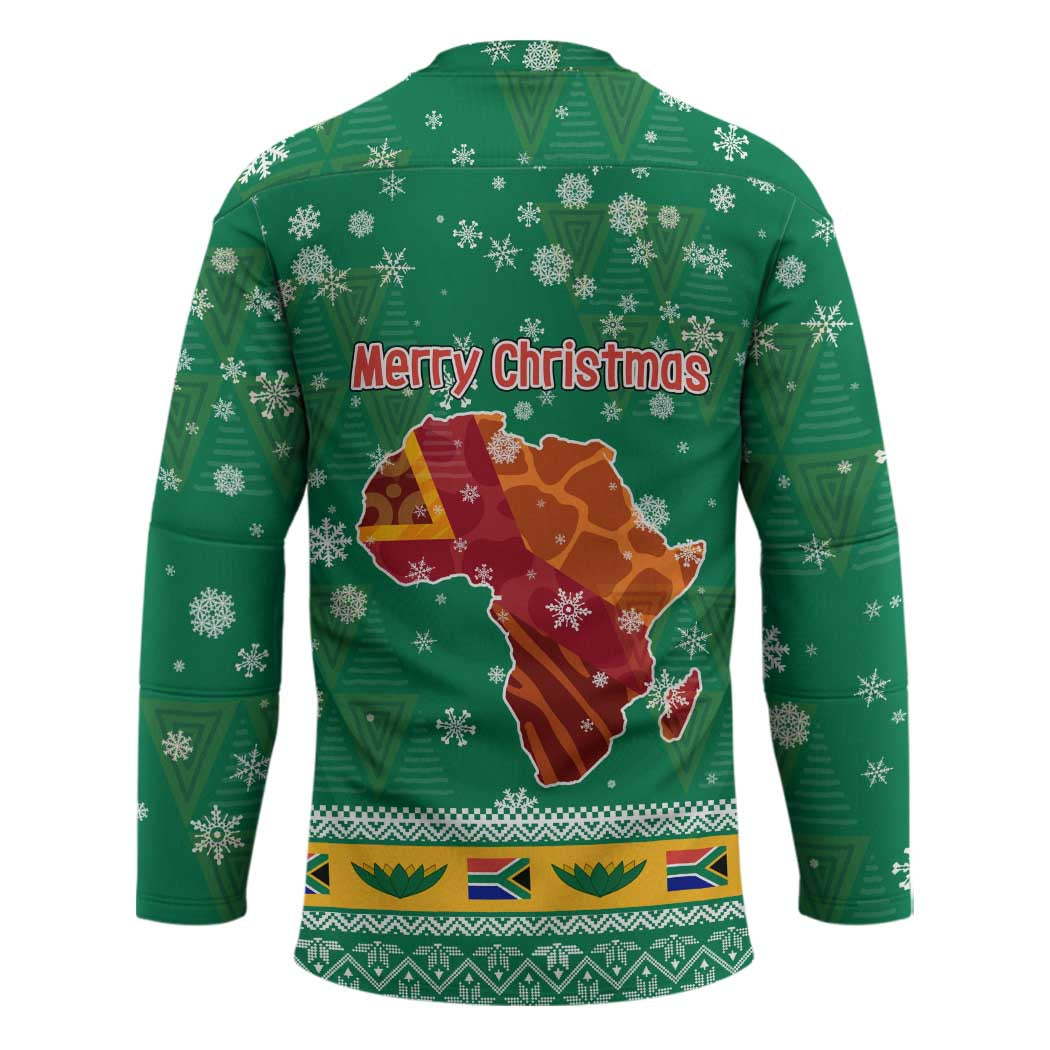 South Africa Christmas Hockey Jersey Santa Reindeer and Africa Map - Wonder Print Shop