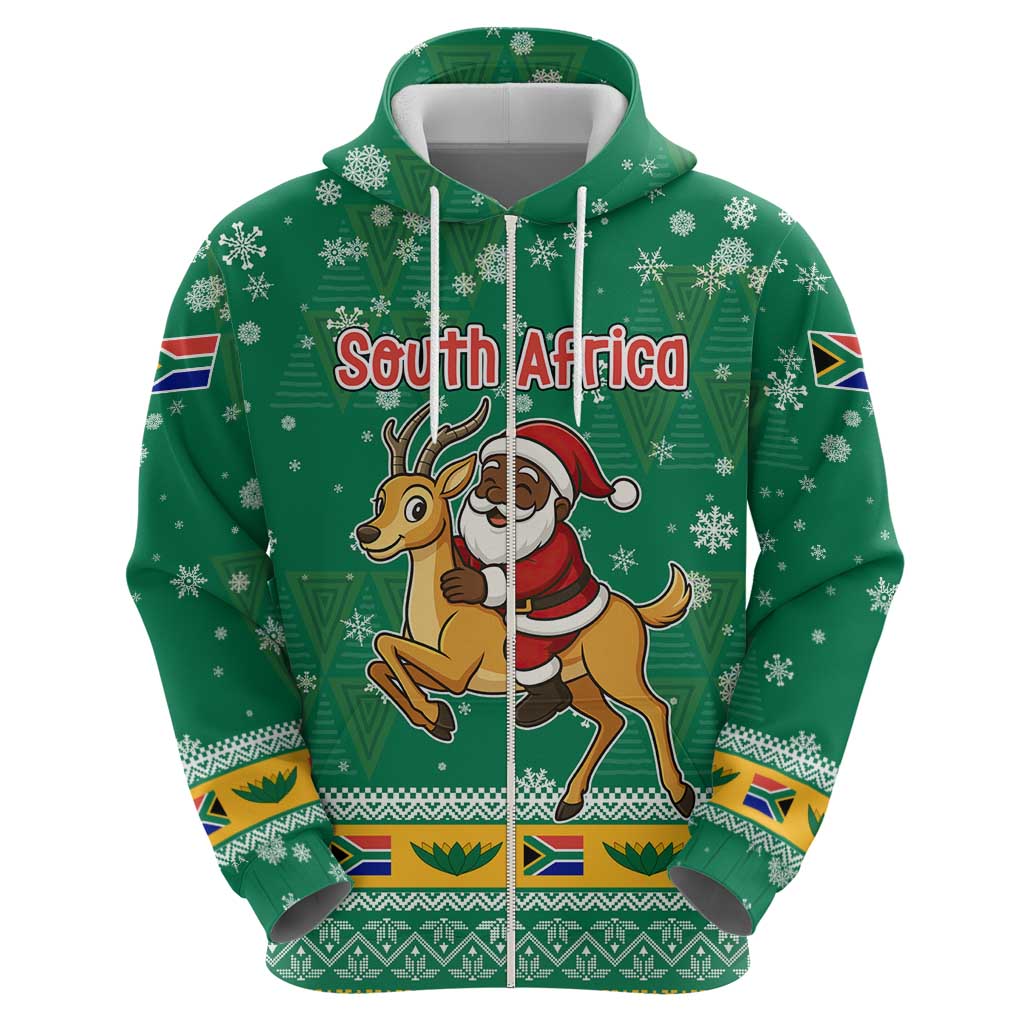 South Africa Christmas Hoodie Santa Reindeer and Africa Map - Wonder Print Shop