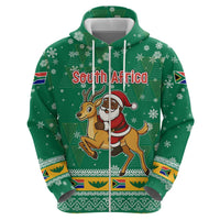 South Africa Christmas Hoodie Santa Reindeer and Africa Map - Wonder Print Shop