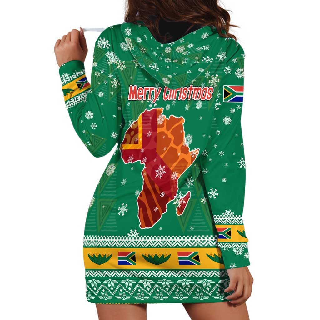 South Africa Christmas Hoodie Dress Santa Reindeer and Africa Map - Wonder Print Shop