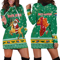 South Africa Christmas Hoodie Dress Santa Reindeer and Africa Map - Wonder Print Shop