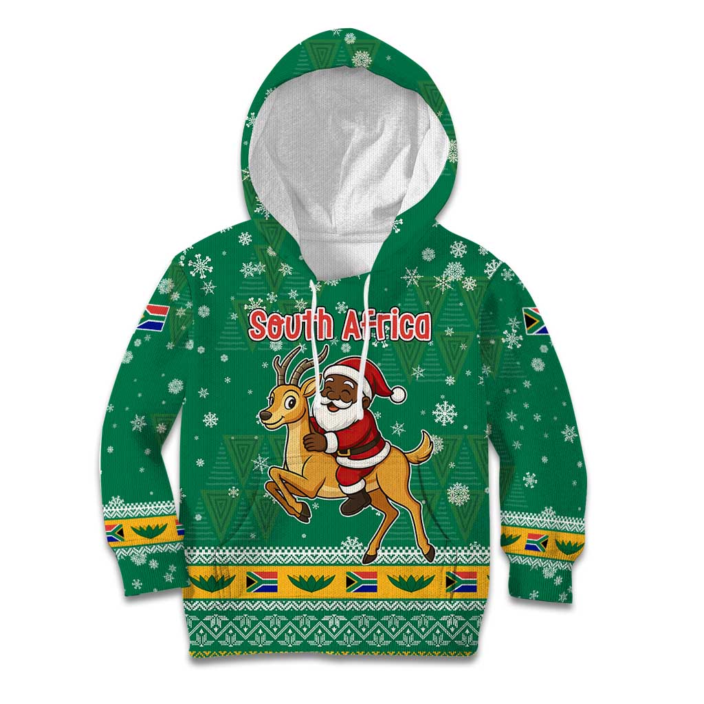 South Africa Christmas Kid Hoodie Santa Reindeer and Africa Map - Wonder Print Shop