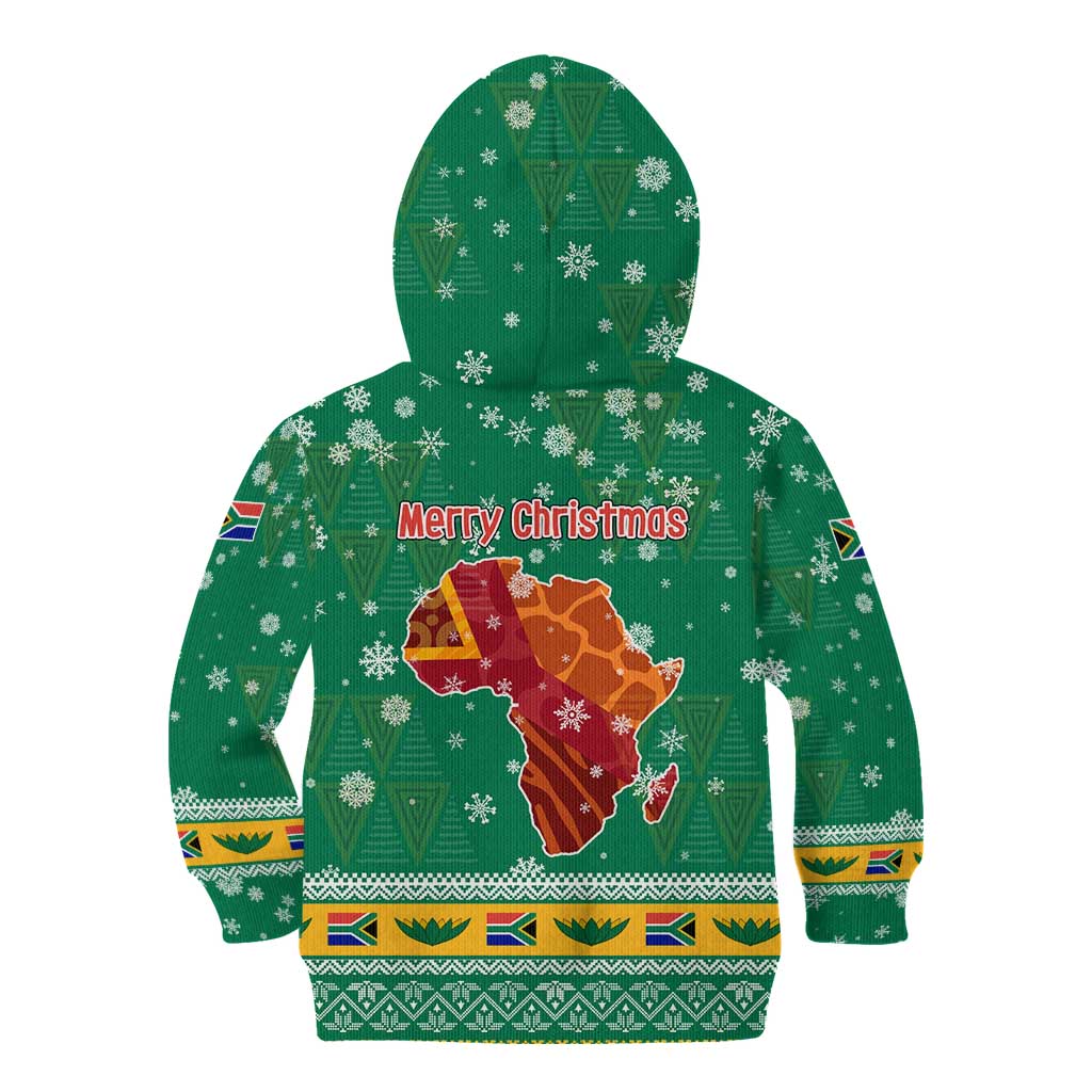 South Africa Christmas Kid Hoodie Santa Reindeer and Africa Map - Wonder Print Shop