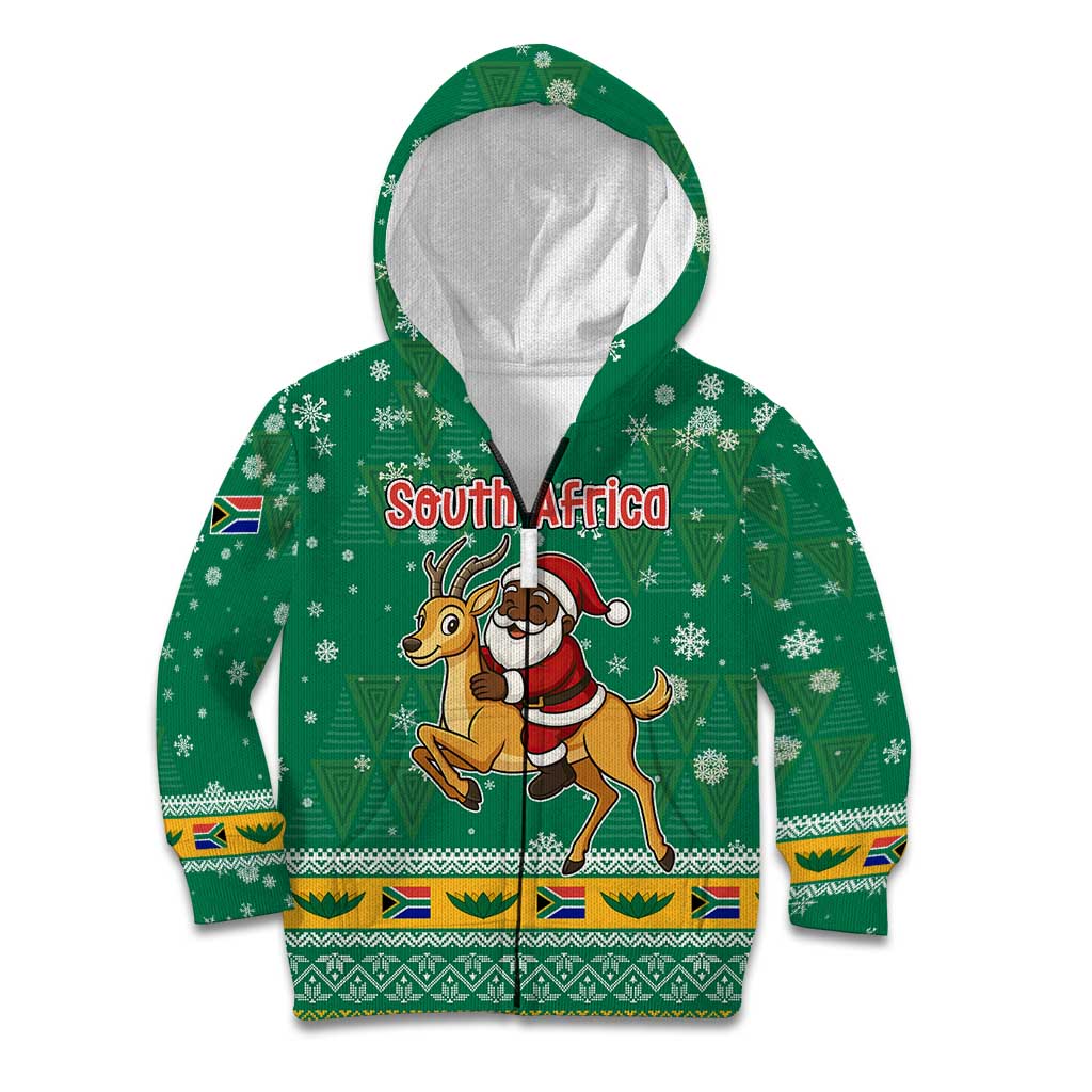 South Africa Christmas Kid Hoodie Santa Reindeer and Africa Map - Wonder Print Shop
