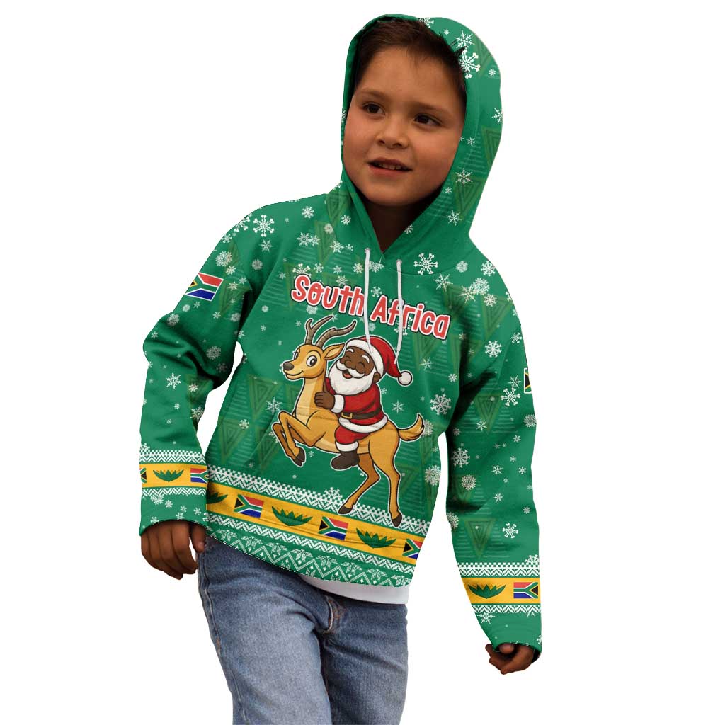 South Africa Christmas Kid Hoodie Santa Reindeer and Africa Map - Wonder Print Shop