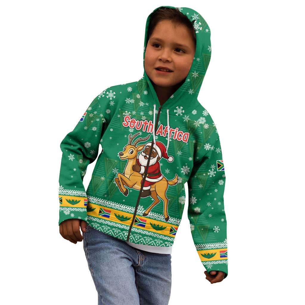 South Africa Christmas Kid Hoodie Santa Reindeer and Africa Map - Wonder Print Shop