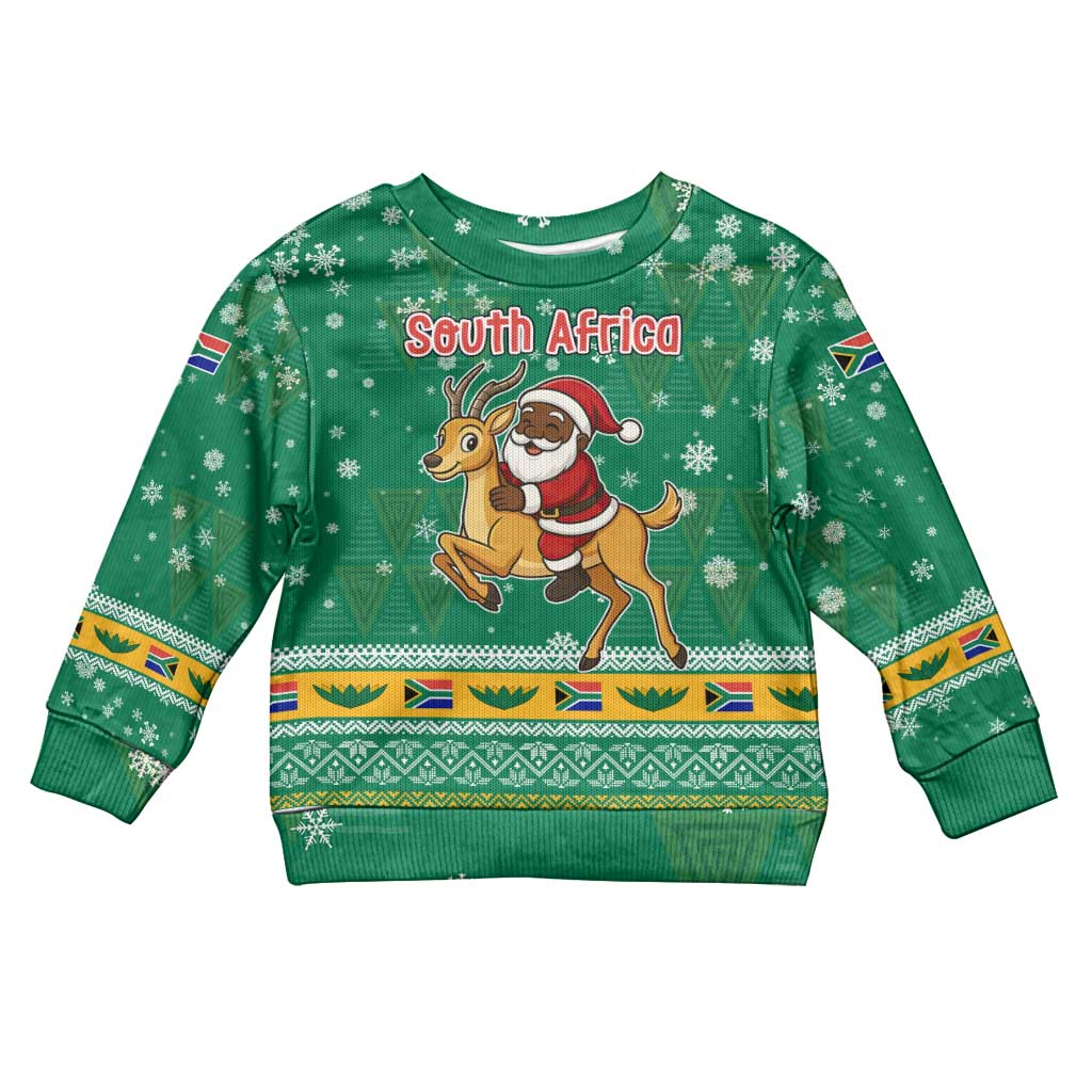 South Africa Christmas Kid Ugly Christmas Sweater Santa Reindeer and Africa Map - Wonder Print Shop