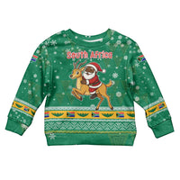 South Africa Christmas Kid Ugly Christmas Sweater Santa Reindeer and Africa Map - Wonder Print Shop