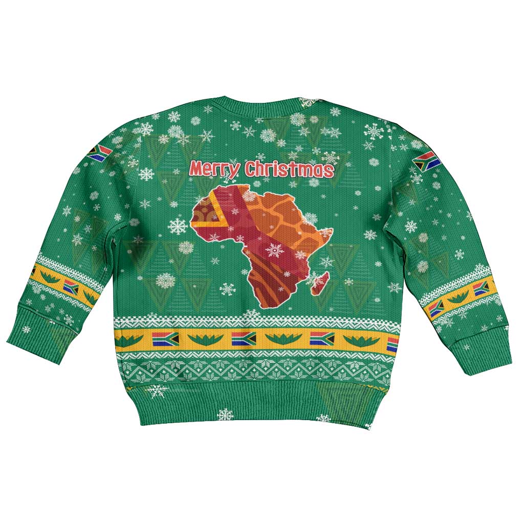 South Africa Christmas Kid Ugly Christmas Sweater Santa Reindeer and Africa Map - Wonder Print Shop