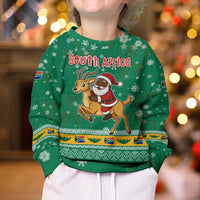 South Africa Christmas Kid Ugly Christmas Sweater Santa Reindeer and Africa Map - Wonder Print Shop