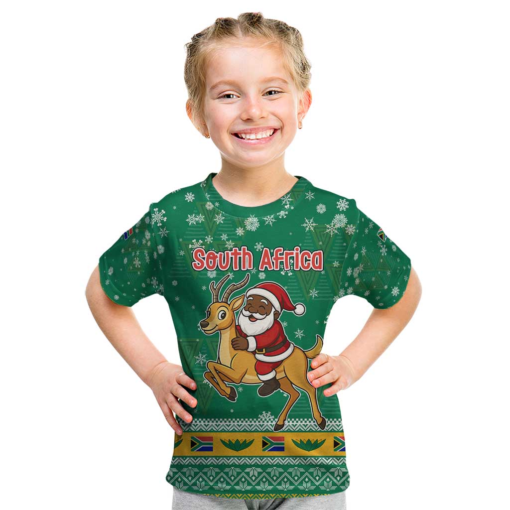 South Africa Christmas Kid T Shirt Santa Reindeer and Africa Map - Wonder Print Shop