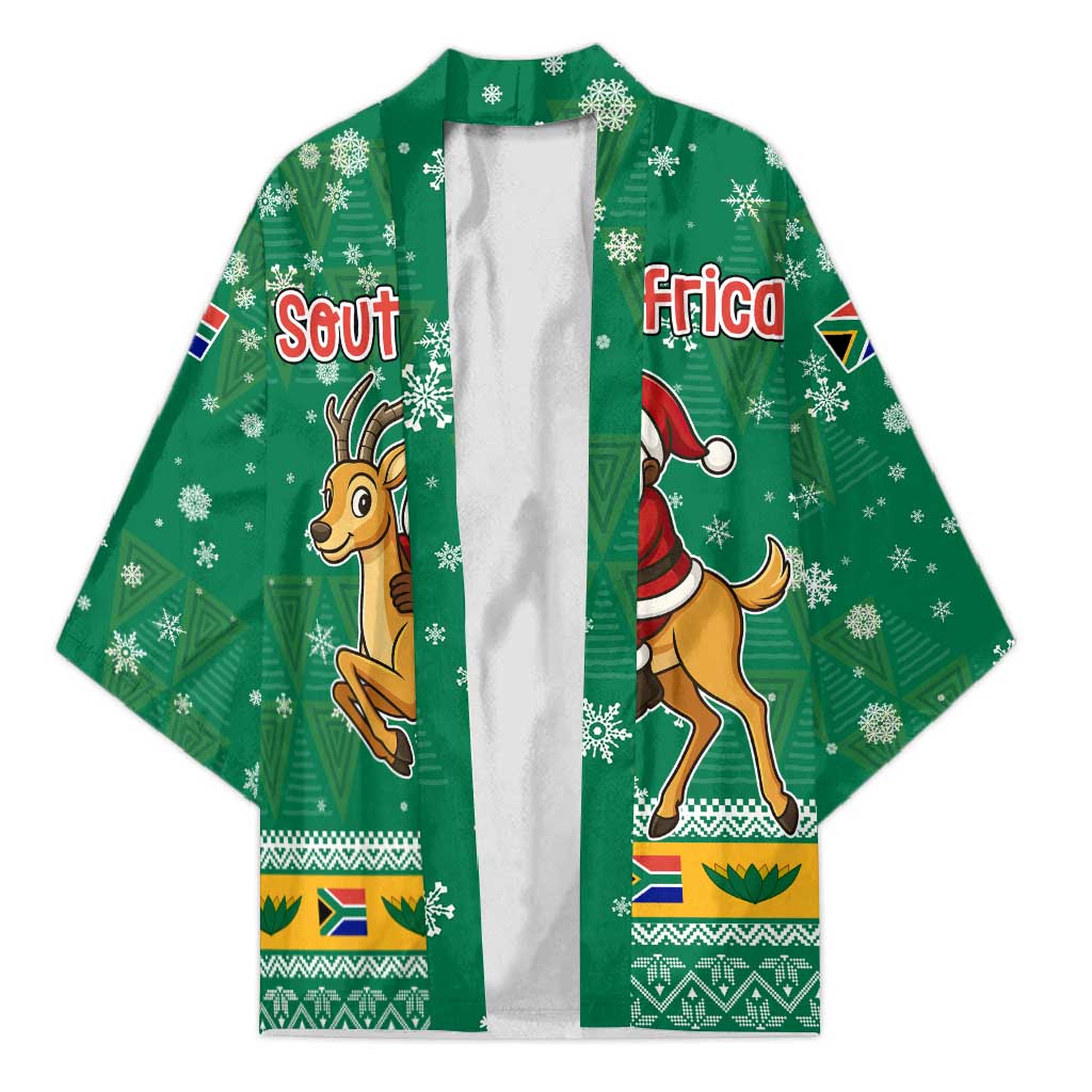 South Africa Christmas Kimono Santa Reindeer and Africa Map - Wonder Print Shop