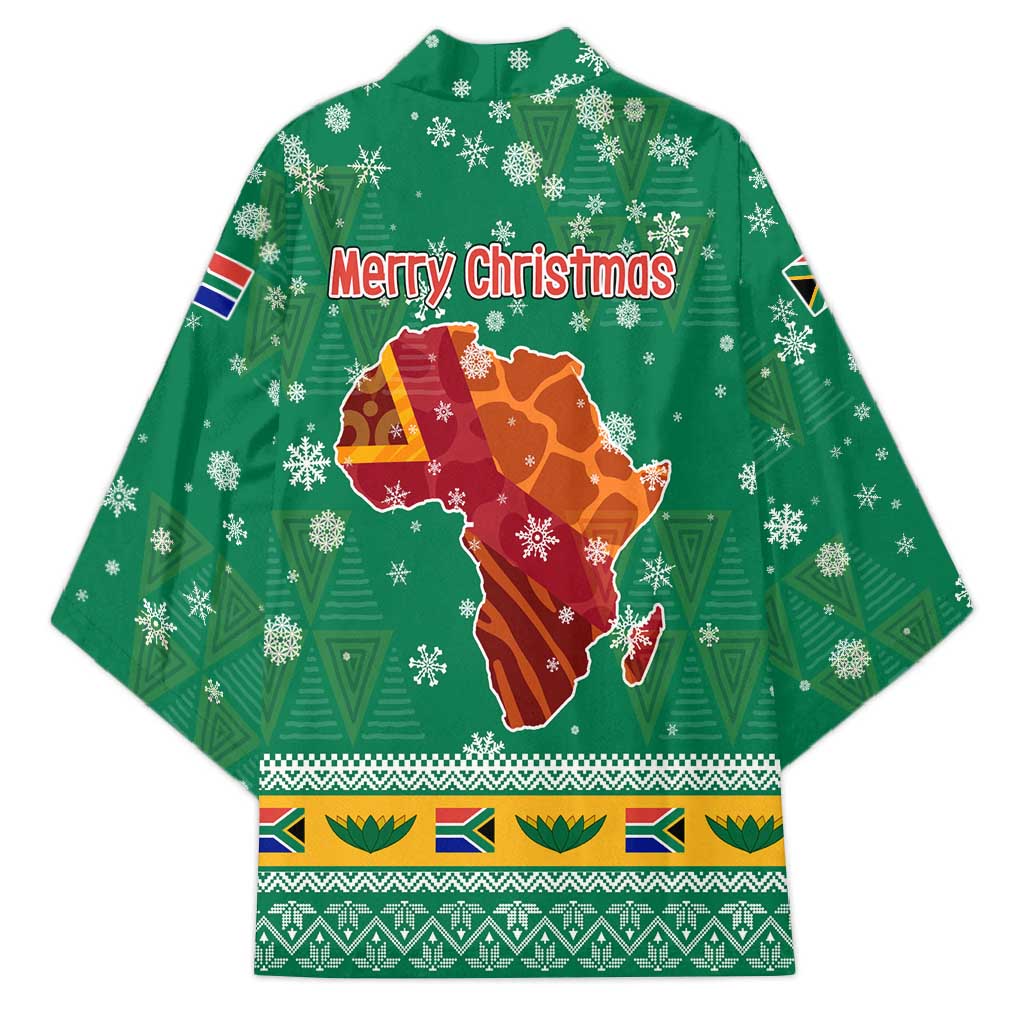 South Africa Christmas Kimono Santa Reindeer and Africa Map - Wonder Print Shop