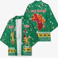 South Africa Christmas Kimono Santa Reindeer and Africa Map - Wonder Print Shop