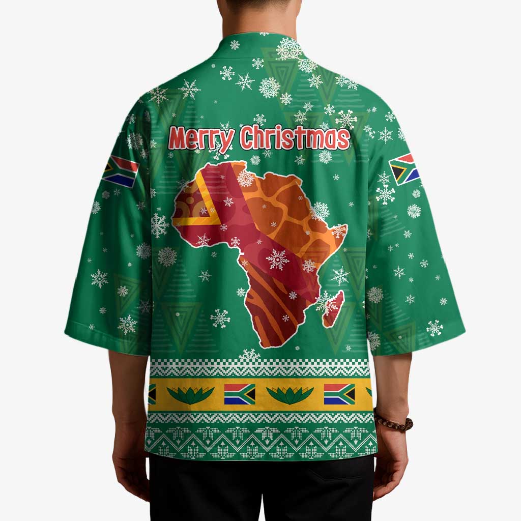 South Africa Christmas Kimono Santa Reindeer and Africa Map - Wonder Print Shop