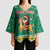 South Africa Christmas Kimono Sleeve Blouse Santa Reindeer and Africa Map - Wonder Print Shop