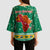 South Africa Christmas Kimono Sleeve Blouse Santa Reindeer and Africa Map - Wonder Print Shop