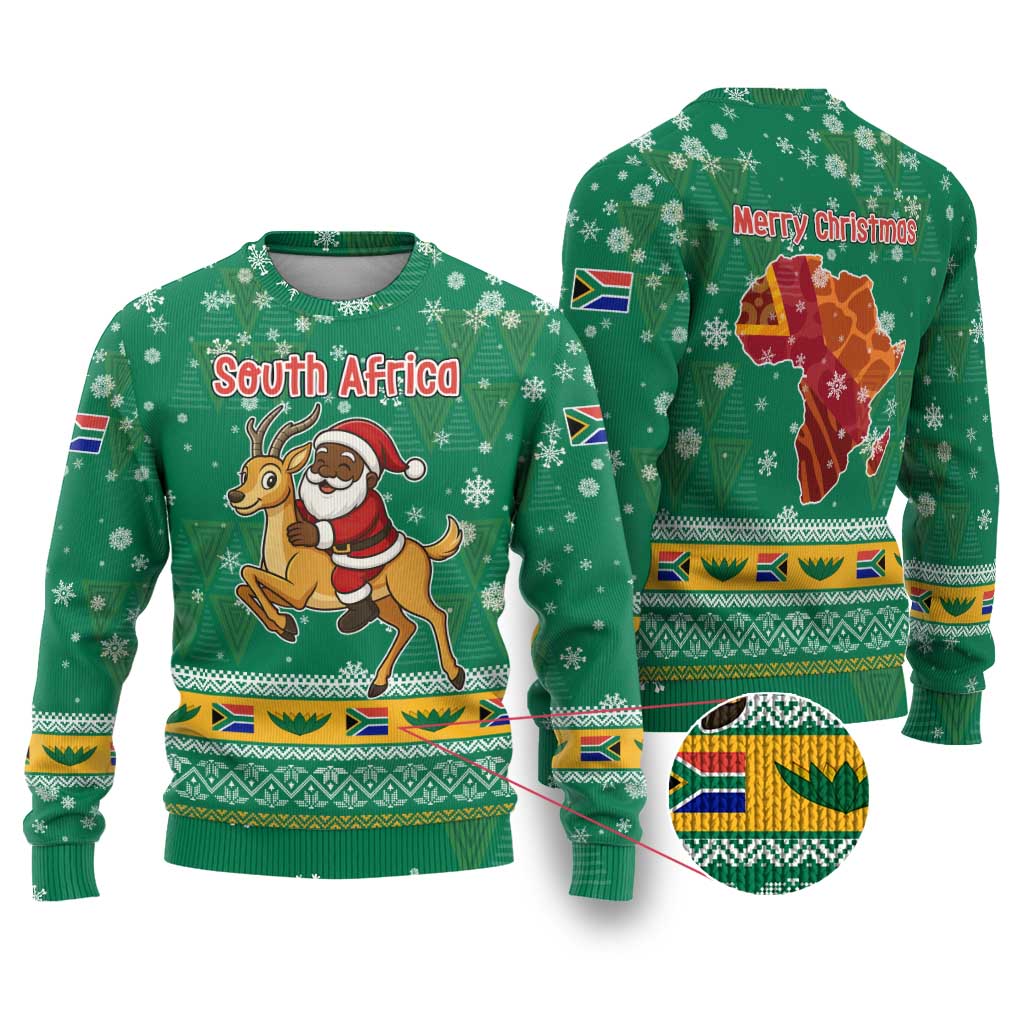 South Africa Christmas Ugly Christmas Sweater Santa Reindeer and Africa Map - Wonder Print Shop