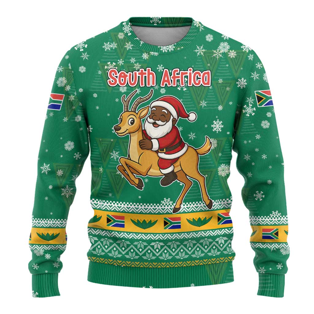South Africa Christmas Ugly Christmas Sweater Santa Reindeer and Africa Map - Wonder Print Shop