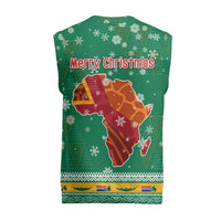 South Africa Christmas Knitted V-Neck Vest Santa Reindeer and Africa Map - Wonder Print Shop