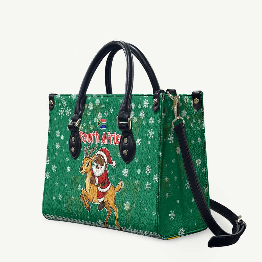 South Africa Christmas Leather Bag Santa Reindeer and Africa Map - Wonder Print Shop