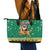 South Africa Christmas Leather Tote Bag Santa Reindeer and Africa Map - Wonder Print Shop